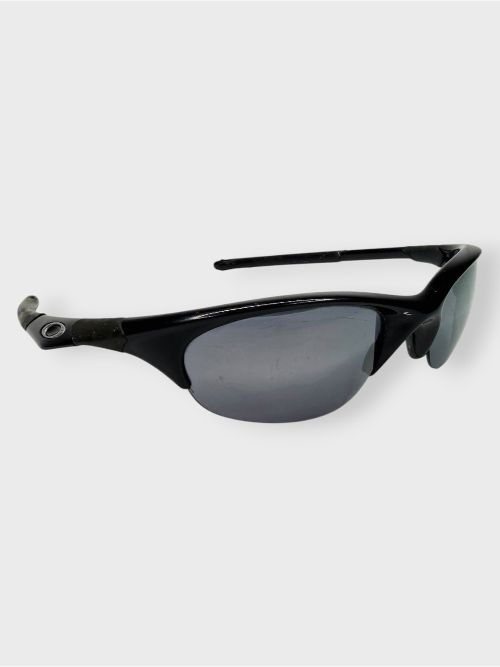 Vintage Oakley Half Jacket 1.0 Sunglasses, Polished Black Grey Lens Wrap USA